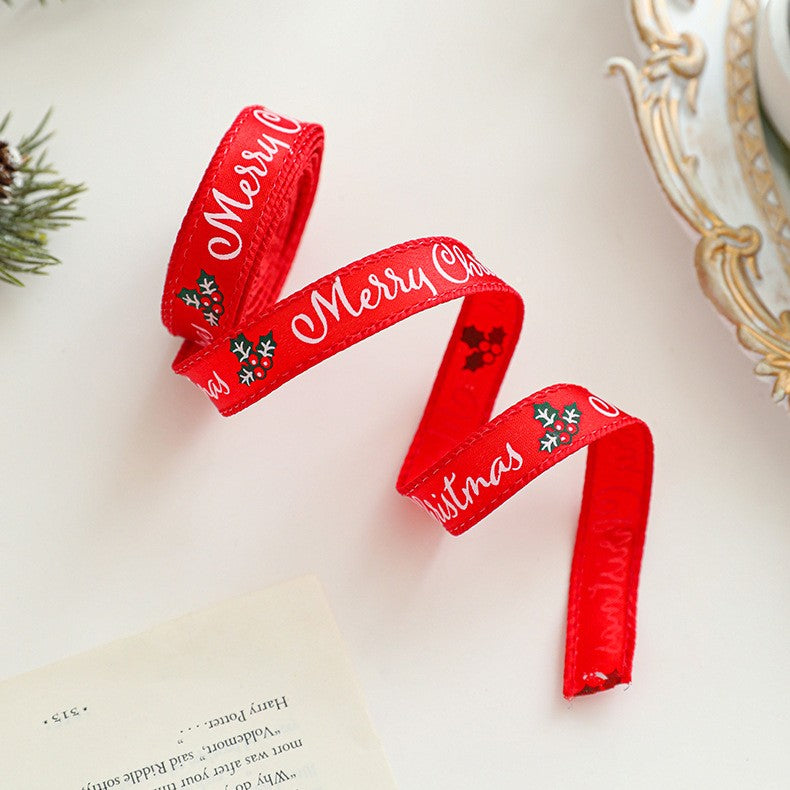 Panglica Decorativa cu Tematica de Craciun, Flippy, Set din 4 bucat + 1 Rulon Ata Rosie Alba, Panglica pentru Cadou de Craciun Brad si Decor, 2 M per bucata, Model Acadele, Rosu - vivimall.ro