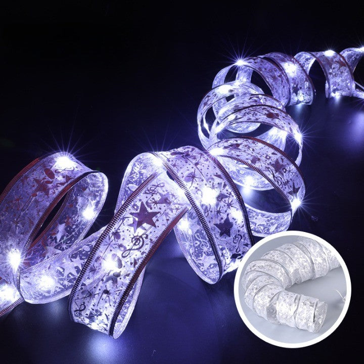 Arany karácsonyi LED szalag, 1 m hosszú, 10 LED, elemekkel, menő