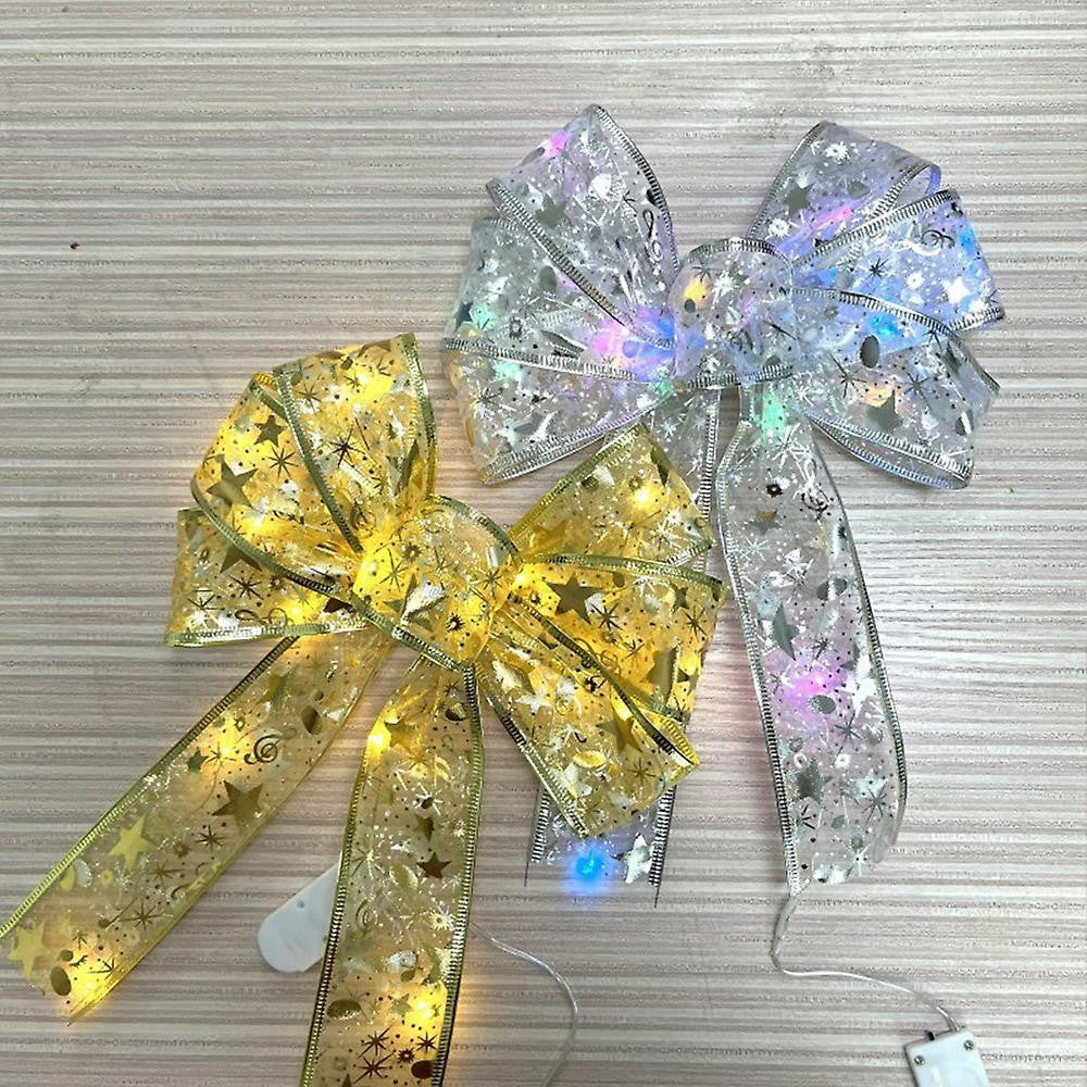 Arany karácsonyi LED szalag, 1 m hosszú, 10 LED, elemekkel