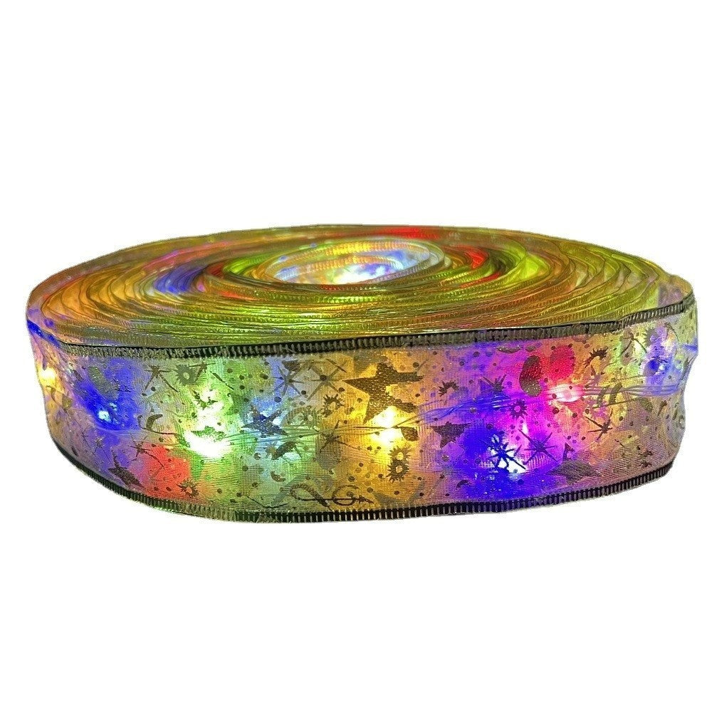 Arany karácsonyi LED szalag, 1 m hosszú, 10 LED, elemekkel