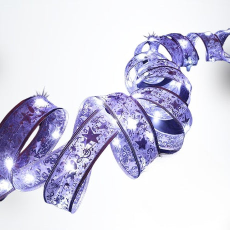 Panglică LED de Crăciun Vivimall Aurie, lungime 20 m , 200 LED-uri, Baterii, Alb rece - vivimall.ro