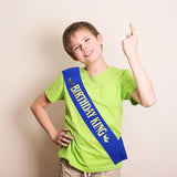 Panglica pentru Aniversare, Vivimall, Model Birthday King, Tematica Aniversare, 160x9.5 cm, Albastru - vivimall.ro