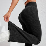 Pantaloni yoga damă Vivimall mărime S, prezentare completă față-spate, culoare negru