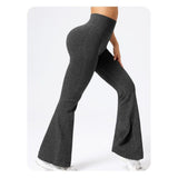 Pantaloni tricotați yoga damă Vivimall negru XL, vedere spate, efect de definire a curburilor