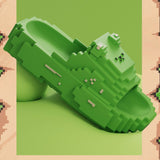 Papuci Casual pentru Adolescenti, Flippy, Model Unisex de Forma Pixel, Rezistenti Usori si Moi din Spuma EVA Antiderapanti, Marime 36-37, Verde deschis - vivimall.ro