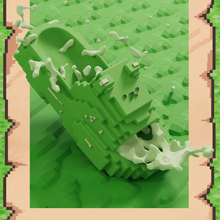 Papuci Casual pentru Adolescenti, Flippy, Model Unisex de Forma Pixel, Rezistenti Usori si Moi din Spuma EVA Antiderapanti, Marime 40-41, Verde deschis - vivimall.ro