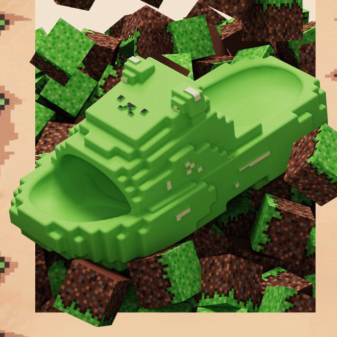 Papuci Casual pentru Adolescenti, Flippy, Model Unisex de Forma Pixel, Rezistenti Usori si Moi din Spuma EVA Antiderapanti, Marime 40-41, Verde deschis - vivimall.ro