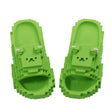 Papuci casual unisex model pixelat verde deschis din spumă EVA, mărimea 40-41, vedere frontală