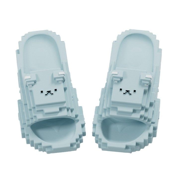 Papuci Casual pentru Adolescenti, Flippy, Model Unisex de Forma Pixel, Rezistenti Usori si Moi din Spuma EVA Antiderapanti, Marime 36-37, Albastru deschis - vivimall.ro