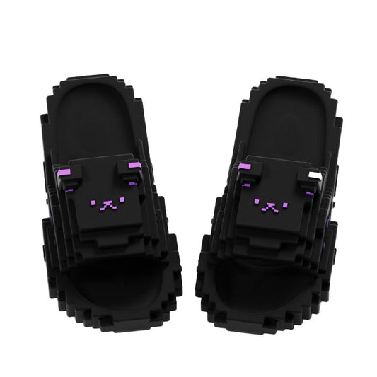 Papuci Casual pentru Adolescenti, Vivimall, Model Unisex de Forma Pixel, Rezistenti Usori si Moi din Spuma EVA Antiderapanti, Marime 38-39, Negru - vivimall.ro