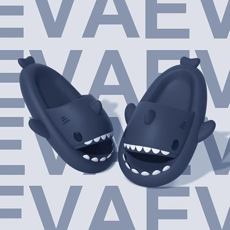 Papuci Tip Rechin, Flippy, Unisex, din Spuma EVA, Talpa Groasa Antiderapanta, Rezistenti la Uzura, Marime 36-37, Albastru Inchis - vivimall.ro