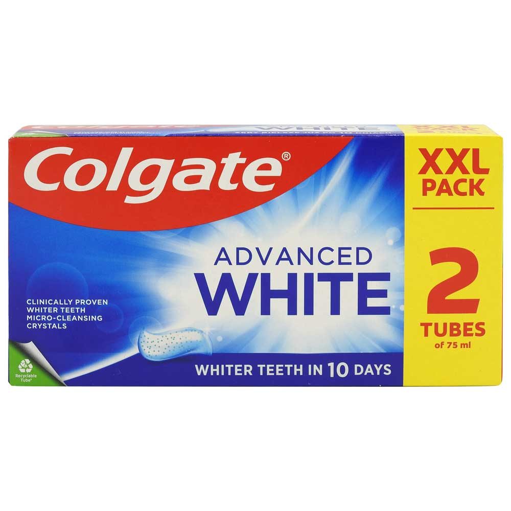 Fogkrém, Colgate, 2 X 75 ml Advanced White