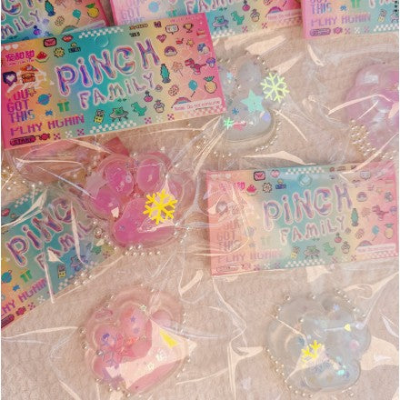 Jucarie Antistres Squishy, Vivimall, cu Revenire Lenta, Squeeze Pinch Family, Model Cat Paw, Model cu Perlute, Ambalaj Transparent, Multicolor - vivimall.ro