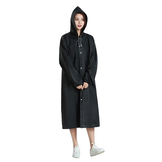 Pelerina de Ploaie, Vivimall, pentru Adulti 150-180 cm, din EVA, Impermeabila, Rezistenta la Vant, Inchidere cu Capse, 140 g, Negru - vivimall.ro