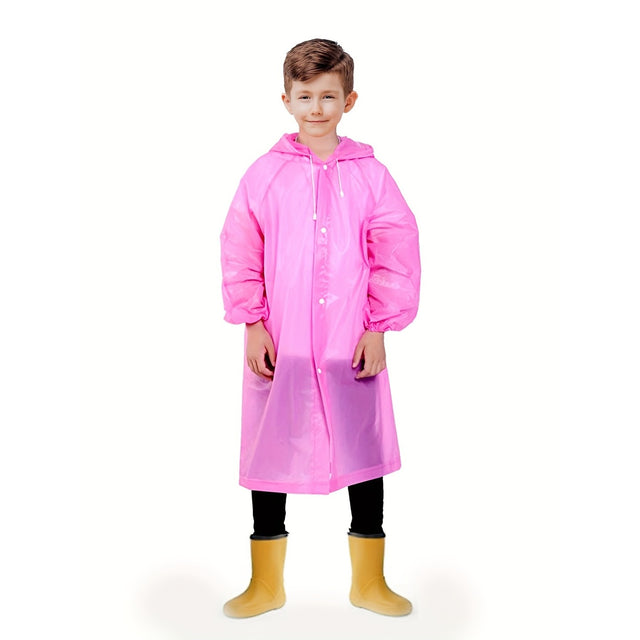 Pelerina de Ploaie, Vivimall, pentru Copii 100-145 cm, din EVA, Impermeabila, Inchidere cu Capse, Roz - vivimall.ro