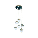 Lustra Led Suspendata Cu Telecomanda Jeremias, 6 Elemente, Lumina Rece/Calda/Neutra, Dimabila - vivimall.ro