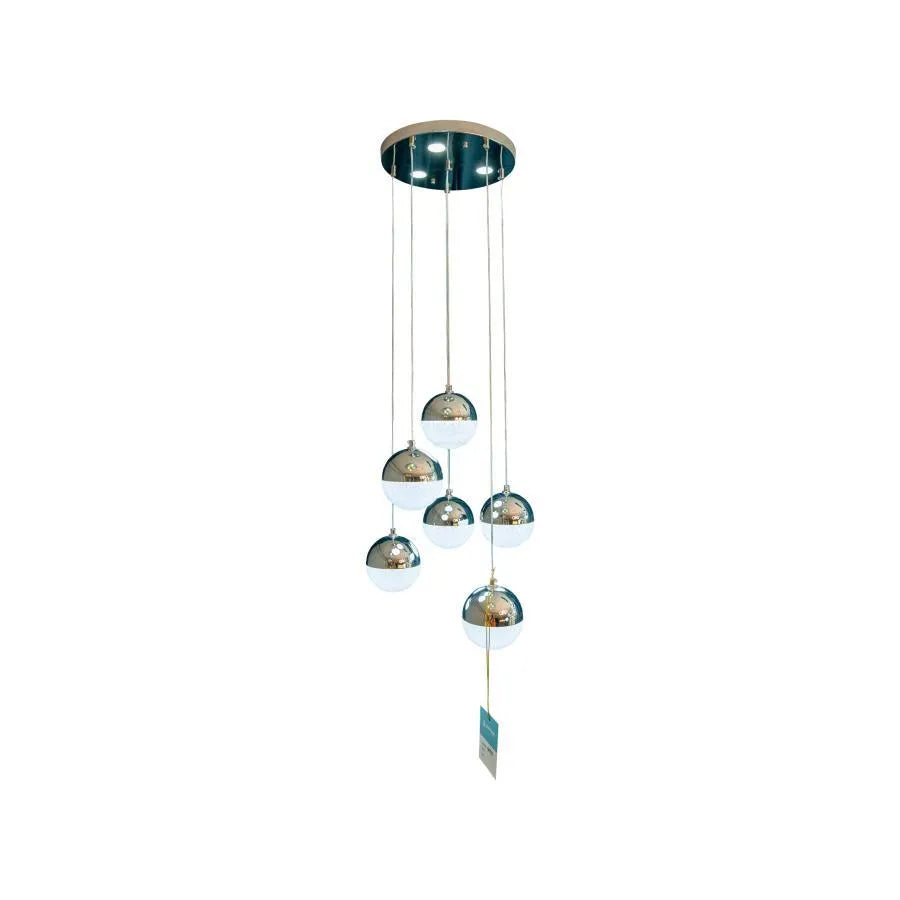 Lustra Led Suspendata Cu Telecomanda Jeremias, 6 Elemente, Lumina Rece/Calda/Neutra, Dimabila - vivimall.ro