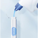 Perie de Toaleta, Flippy, cu Suport de Perete, Recipient Detergent, 2 Tipuri de Perii, Model Balena, Albastru