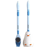 Perie de Toaleta, Flippy, cu Suport de Perete, Recipient Detergent, 2 Tipuri de Perii, Model Rata, Albastru