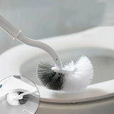 Perie de Toaleta, Vivimall, Maner Curbat, cu Suport, 40 x 12 cm, Peri Flexibili, Alb, Resigilat - vivimall.ro