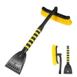Perie de Zapada cu Racleta pentru Masina, Vivimall, Multifunctionala, Rotativa, Demontabila, cu Maner Antiderapant, Aluminiu, Plastic, Fragmentarea Ghetii de pe Parbriz, Solutia pentru Iarna, pentru Dezghetare, 54x10.5x27 cm, Galbena - vivimall.ro
