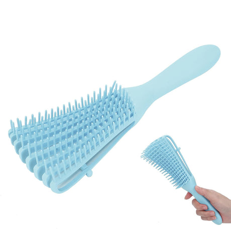 Perie Flexibila, Vivimall, pentru Descurcat Par Cret/Umed si Uscat, 8 Brate Mobile, din TPE, 24.5 x 4.5 x 2 cm, Albastru - vivimall.ro