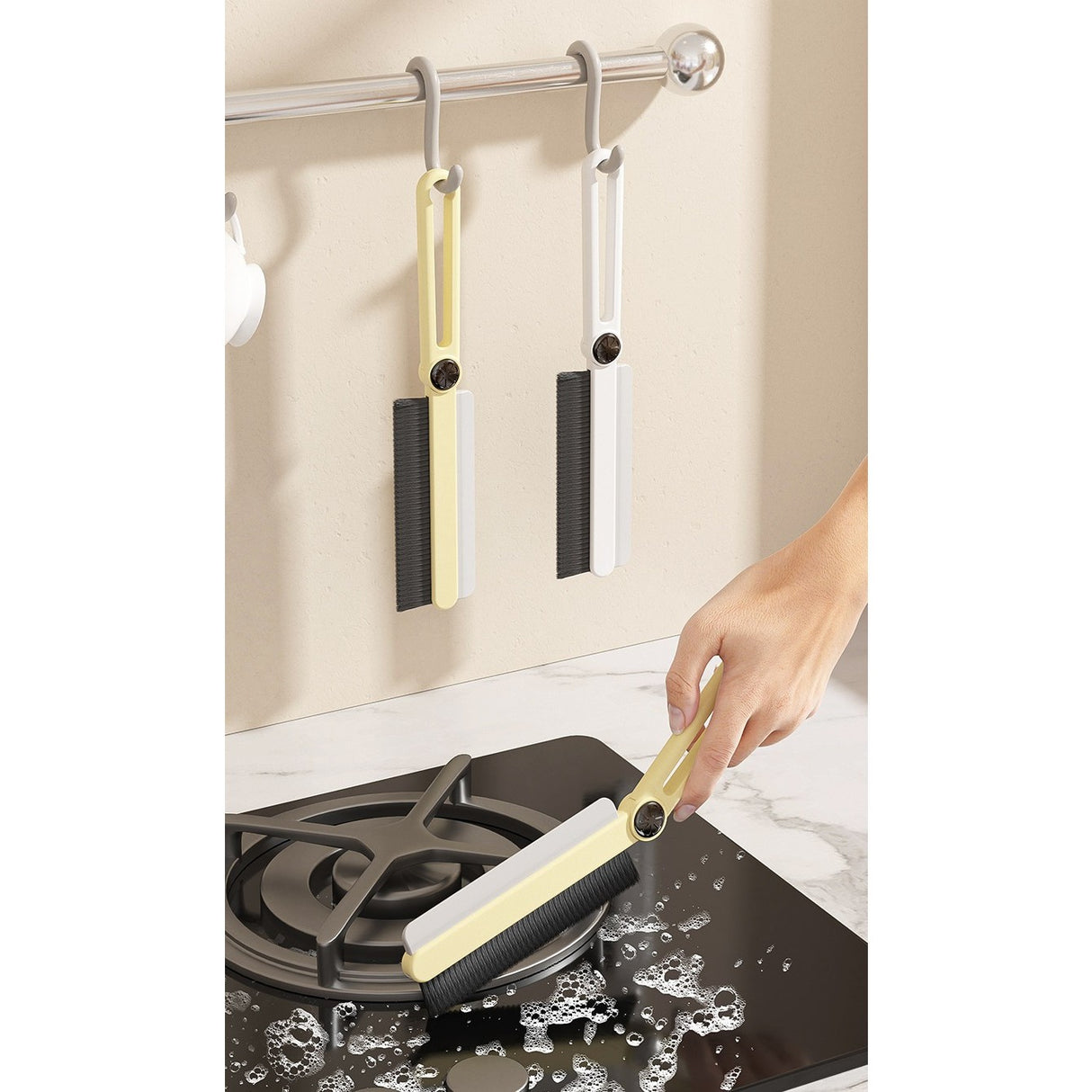 Perie Multifunctionala si Stergator, Vivimall, Pentru Spatii Greu Accesibile, 24.7 x 4.5 cm, Alb Laptos - vivimall.ro