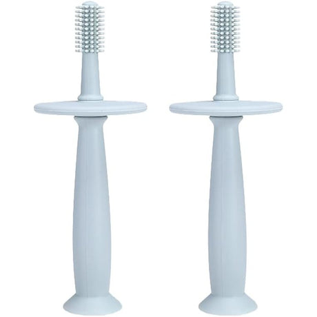 Periuta de Dinti din Silicon pentru Bebelusi, Vivimall, fara BPA, 360 Grade, Bariera Anti-Inghitire, Maner Ergonomic, 12.5 x 15 cm, Albastru - vivimall.ro