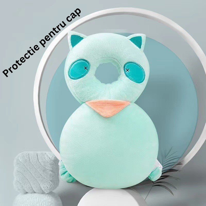 Perna tip Rucsac pentru Protectia Capului, Vivimall, Tetiera tip Raton, pentru Bebelusi, 33x6x19 cm, 180 g, Turcoaz - vivimall.ro