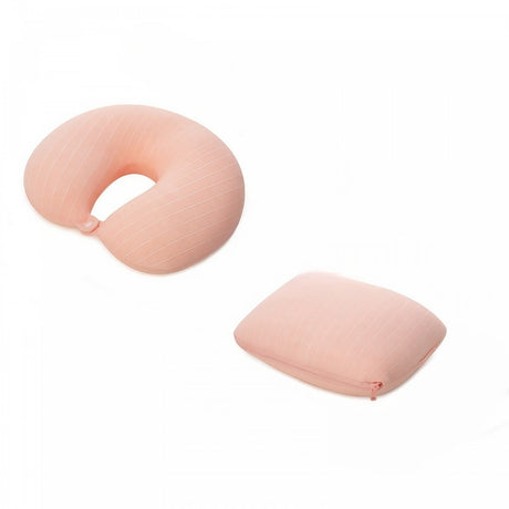 Perna de calatorie, Vivimall , 2 in 1, cu Particule de Spuma cu Memorie, Roz, Resigilat - vivimall.ro