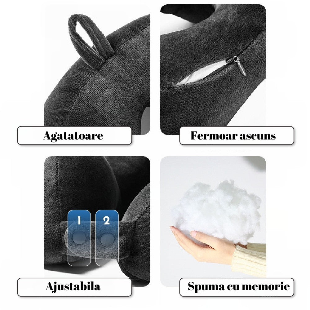 Utazópárna, Nyakpárna, Pamut, 4 púpos, Állítható