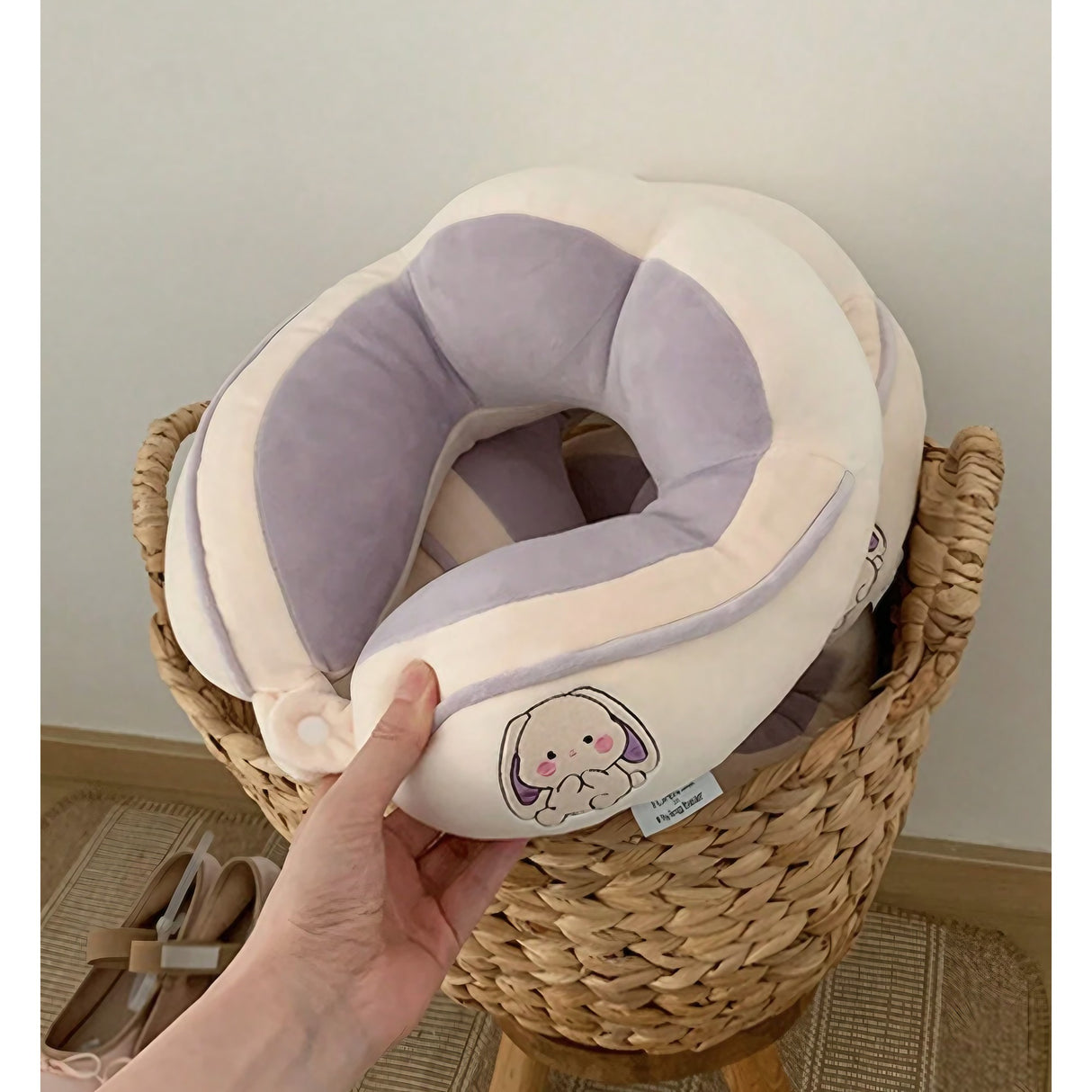 Perna De Calatorie, Pentru Gat Si Cap, Umplutura Din Bumbac, Cu , Lila - vivimall.ro