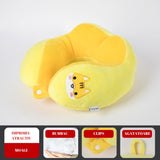 Perna de Calatorie, Vivimall, Pentru Gat si Cap, Umplutura din Bumbac, 28x28x10 cm, cu Model Brodat Pisica, Galben - vivimall.ro