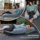Perna pentru Gravide, Flippy, Perna de Sarcina, Detasabila si Lavabila, Ergonomica Tip J, Captuseala din Poliester, 155 x 75 x 60 cm, Gri - vivimall.ro