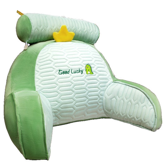 Perna Multifunctionala, Vivimall, Spatar pentru Pat, Protectie Lombara, Marime Medie, 60 x 40 cm, din Latex, Model Dinozaur, Verde - vivimall.ro