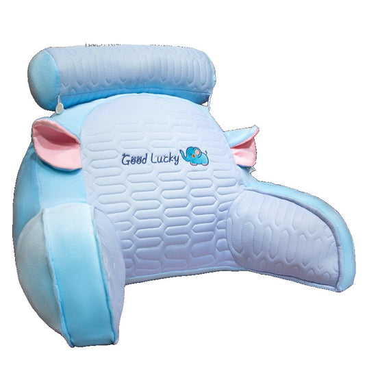 Perna Multifunctionala, Vivimall, Spatar pentru Pat, Protectie Lombara, Marime Medie, 60 x 40 cm, din Latex, Model Elefant, Albastru - vivimall.ro