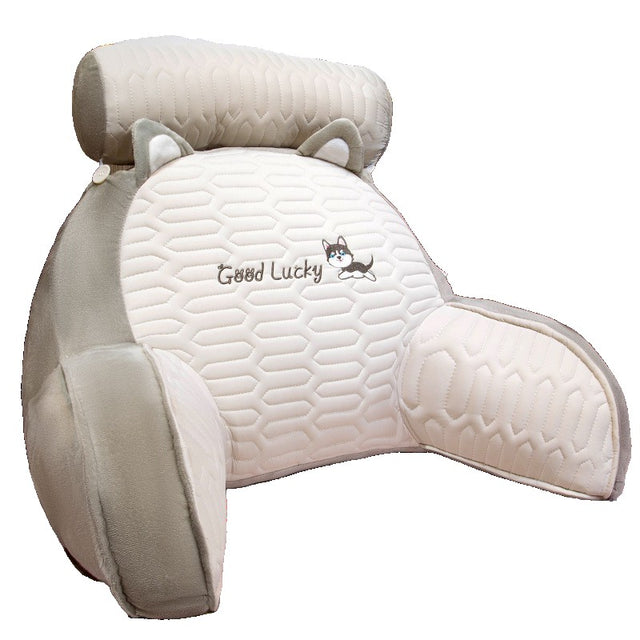 Perna Multifunctionala, Flippy, Spatar pentru Pat, Protectie Lombara, Marime Medie, 60 x 40 cm, din Latex, Model Catelus, Gri - vivimall.ro