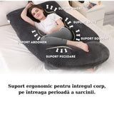 Pernă de sarcină Flippy tip J neagră, poziționare ergonomică pentru somn pe o parte