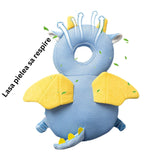 Perna tip Rucsac pentru Protectia Capului, Vivimall, Tetiera tip Dragon, pentru Bebelusi, Design tip Plasa, 33x6x19 cm, 180 g, Albastru - vivimall.ro