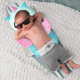 Perna tip Rucsac pentru Protectia Capului, Vivimall, Tetiera tip Unicorn, pentru Bebelusi, Design tip Plasa, 33x6x19 cm, 180 g, Albastru - vivimall.ro