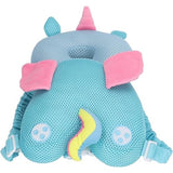 Perna tip Rucsac pentru Protectia Capului, Vivimall, Tetiera tip Unicorn, pentru Bebelusi, Design tip Plasa, 33x6x19 cm, 180 g, Albastru - vivimall.ro