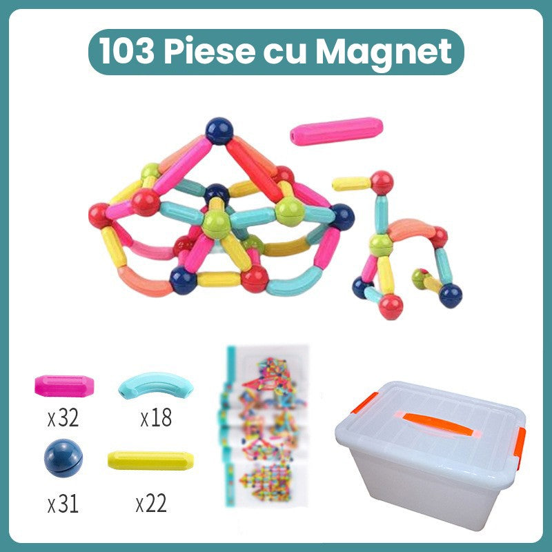 Detaliu piese magnetice Flippy din plastic cu magneți integrați, culori vii, forme geometrice diverse