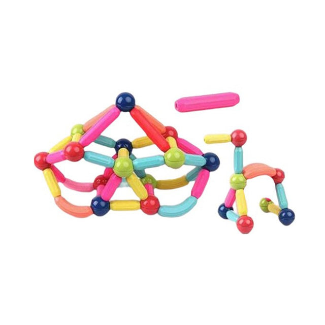 Set piese magnetice Flippy 103 piese multicolor, constructor magnetic 2D și 3D, vedere de ansamblu