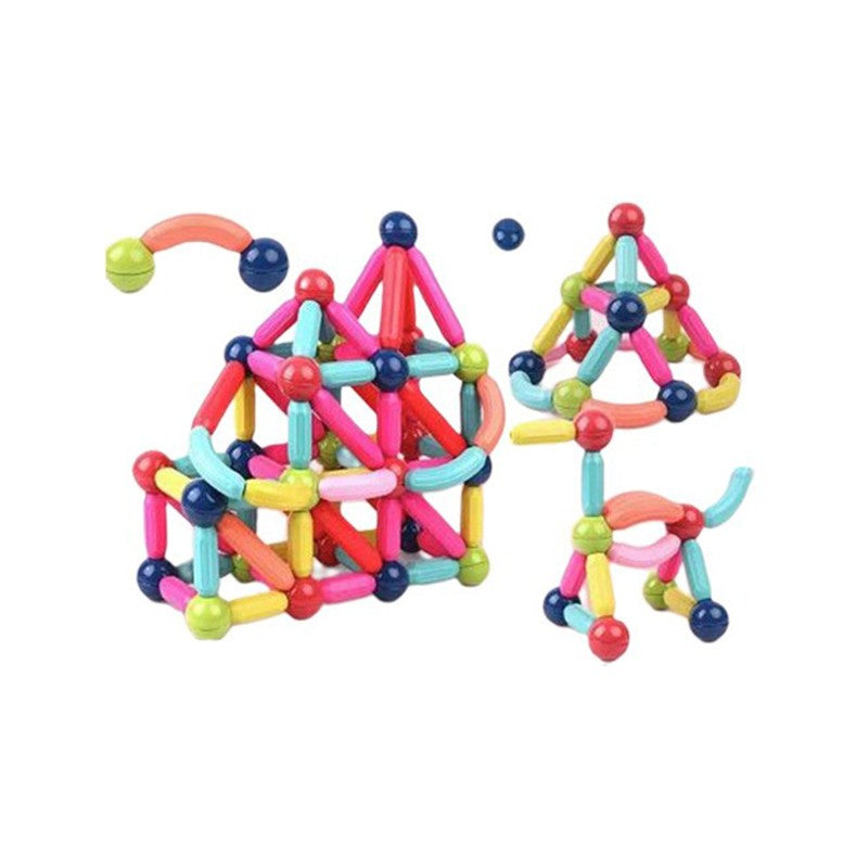 Set piese magnetice Flippy, 128 piese multicolor, constructor magnetic pentru copii – vedere de ansamblu
