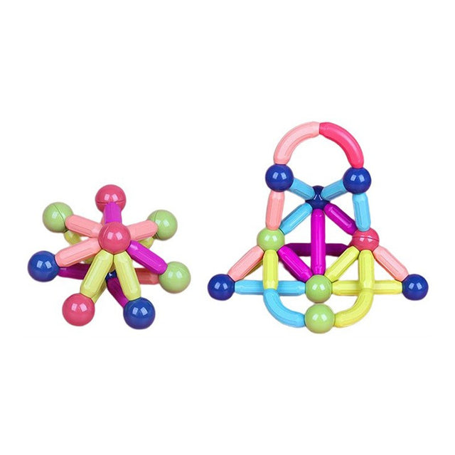 Set piese magnetice Flippy 138 piese multicolor, constructor magnetic 3D pentru copii, vedere de ansamblu