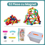Piese Magnetice pentru Copii, Flippy, Set din 52 de Piese de diferite Culori, Constructor Magnetic cu Posibilitatea de a Construii forme Nelimitate, Multicolor - vivimall.ro