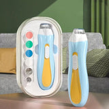 Pila Electrica, Vivimall, pentru Copii si Bebelusi, din ABS, 6 Accesorii, cu Lumina LED, 9.5 x 6 x 17 cm, Albastru/Portocaliu - vivimall.ro