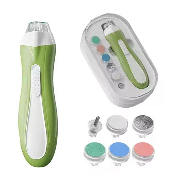 Pila Electrica, Vivimall, pentru Copii si Bebelusi, din ABS, 6 Accesorii, cu Lumina LED, 9.5 x 6 x 17 cm, Verde - vivimall.ro