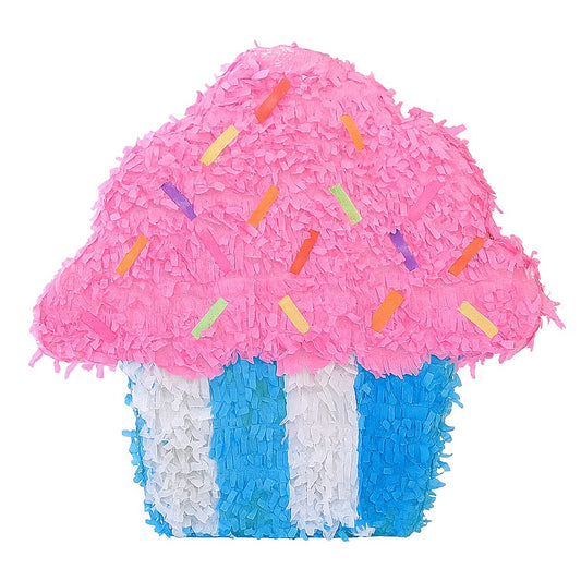 Pinata Briosa CupCake pentru Petrecere, Vivimall, din Hartie Creponata si Carton, Pinata pentru Petreceri, 45 x 35 x 10 cm, Roz - vivimall.ro