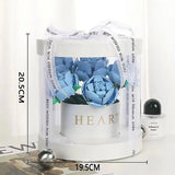 Set de Constructie Trandafiri, Vivimall, 20.5x19.5cm, Buchet de Trandafiri Albastri in Cutie Alba - vivimall.ro